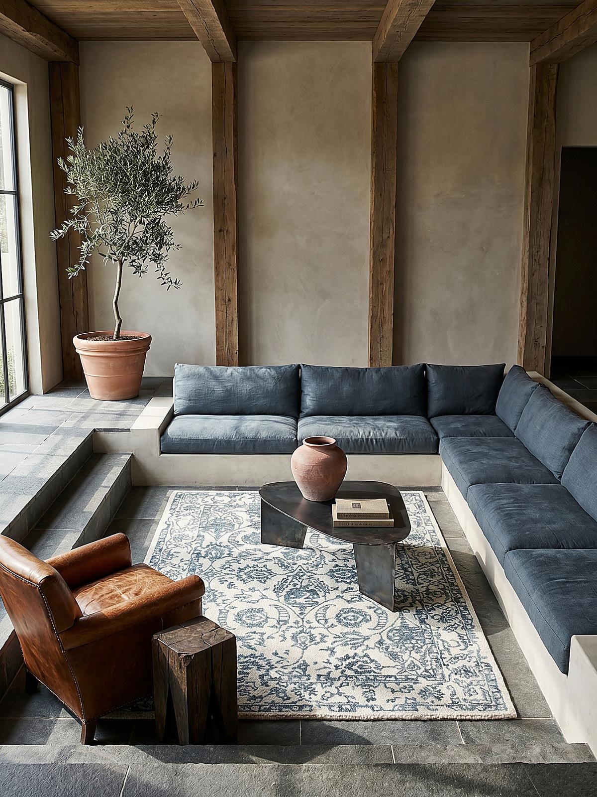 WOLLTEPPICH SOAR, im Vintage-Stil, Türkis-Beige, 120 x 170 cm - Blau, Textil (120/170cm) - KADIMA DESIGN