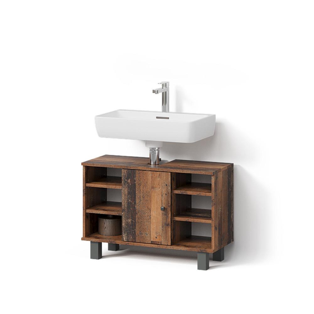 WASCHBECKENUNTERSCHRANK Fucino Antikholz 80 x 54 cm - Alteiche, Holzwerkstoff (80/54/32cm) - Livinity®