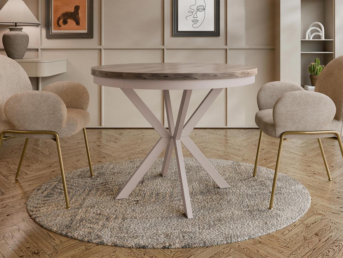 ESSTISCH ausziehbar Edder Cashmere 120 - Kaschmir/Eichefarben, Holzwerkstoff/Metall (120/120/76cm) - MIRJAN24