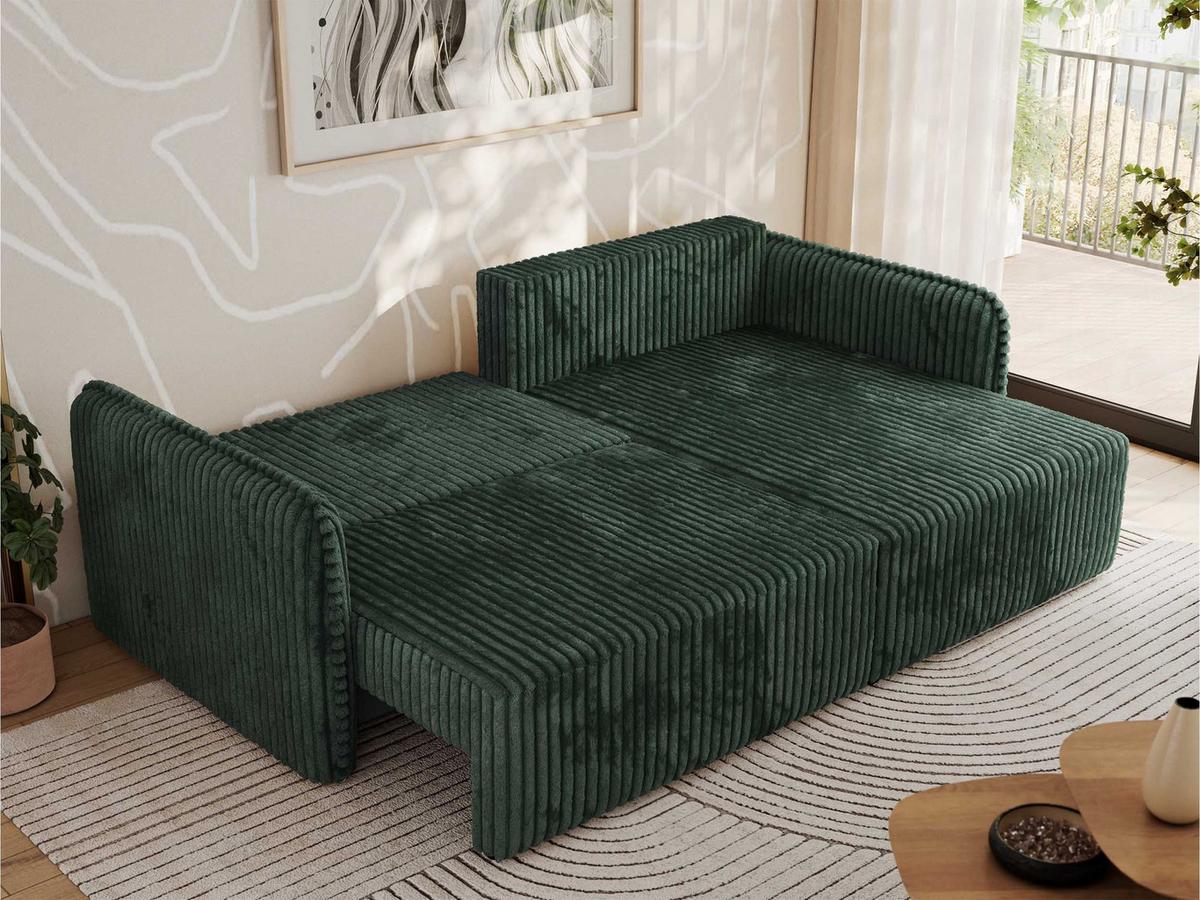 ECKSCHLAFSOFA MESTO L Grün Cord - rechts - Schwarz/Grün, Kunststoff/Textil (147/227cm) - MKS
