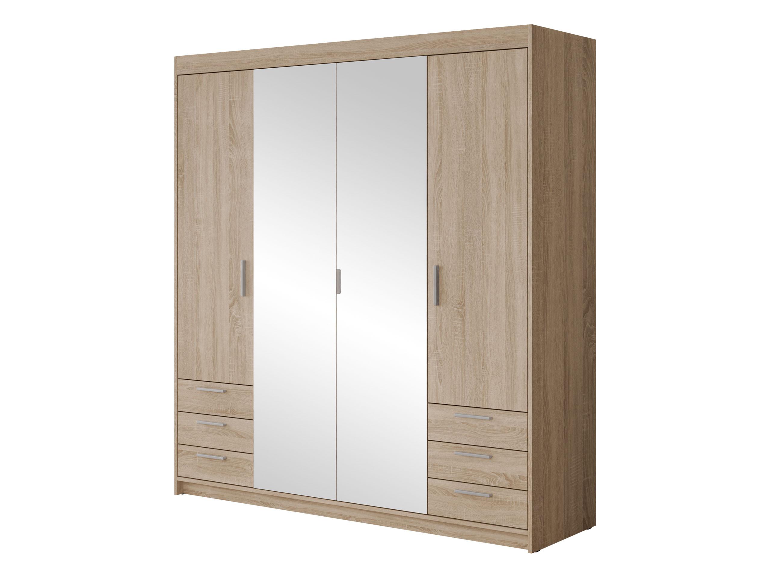 KLEIDERSCHRANK Elena 4D6S - Silberfarben/Sonoma Eiche, Holzwerkstoff/Kunststoff (177/191/53cm) - MIRJAN24