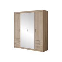KLEIDERSCHRANK Elena 4D6S - Silberfarben/Sonoma Eiche, Holzwerkstoff/Kunststoff (177/191/53cm) - MIRJAN24