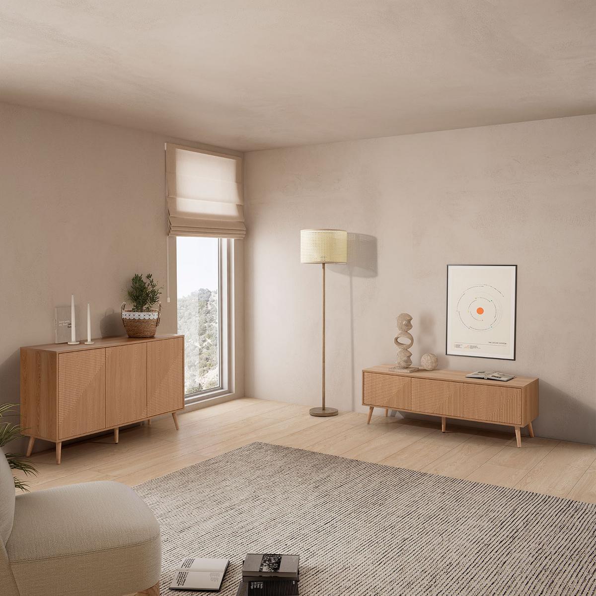 TV-ELEMENT Telmo 3 türen Eichenfarbe 130 cm - Honigeiche, Holzwerkstoff (130/45/40cm) - VS Venta-stock