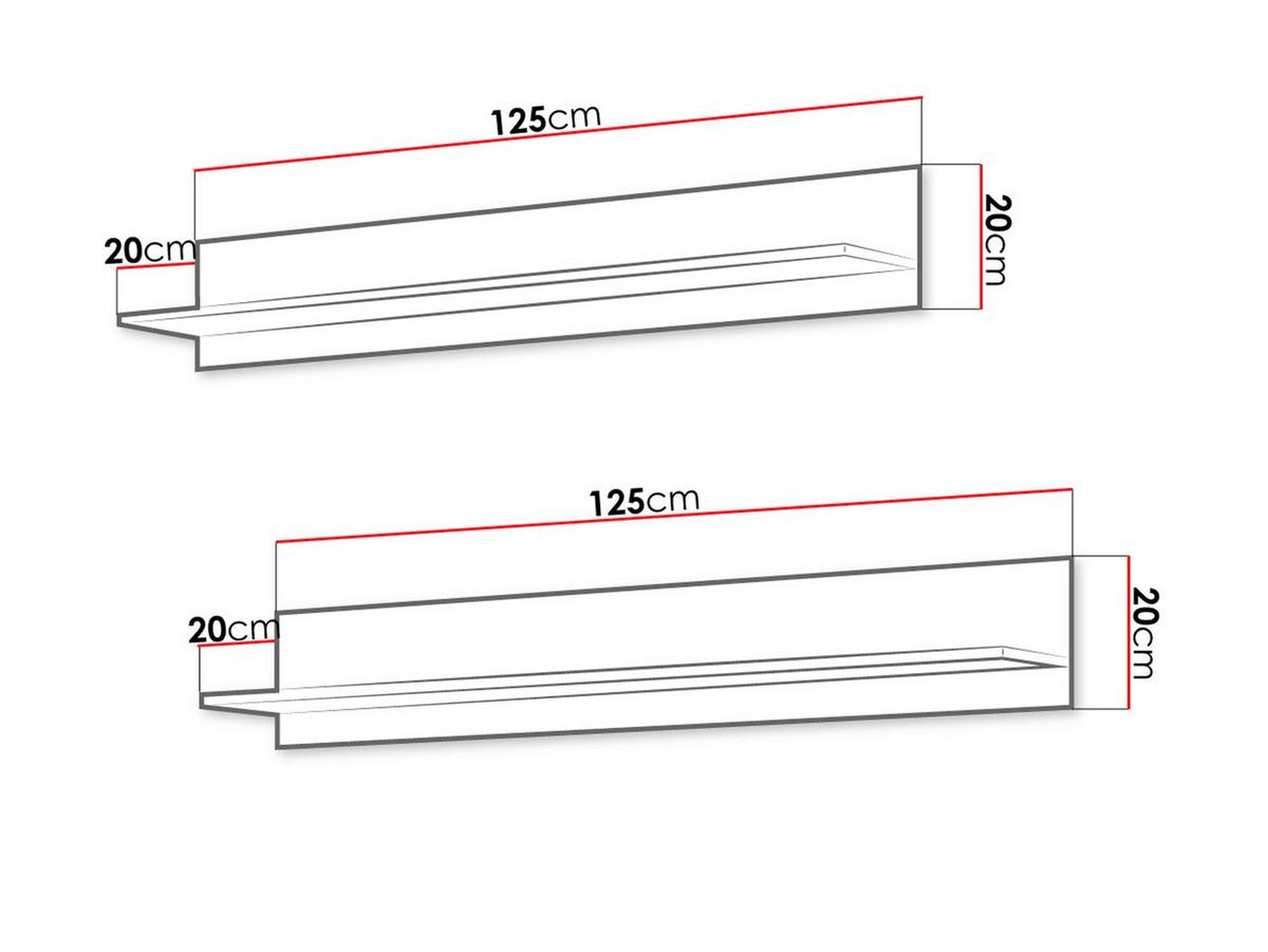 WANDBOARDSET Soho S05 - Schwarz, Holzwerkstoff (125/20/20cm) - MIRJAN24