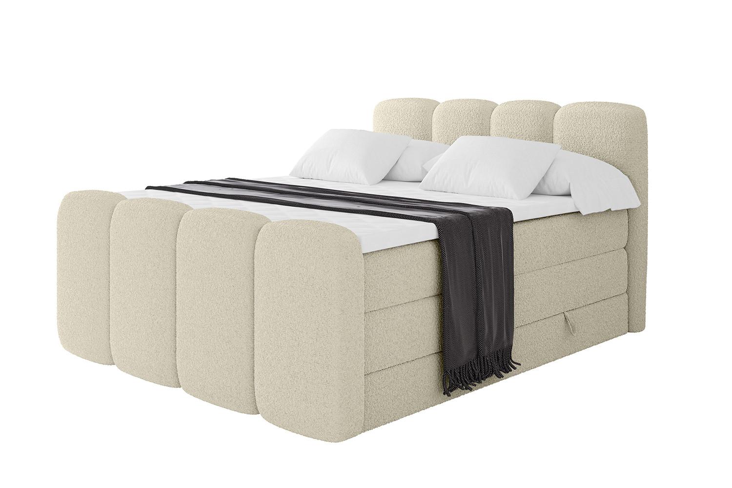 BOXBETT mit Matratze H3|H4 und Lattenrost - NINA-Z KING - 180x200 cm Quelle - Beige - Sandfarben, Holzwerkstoff (180/200cm)