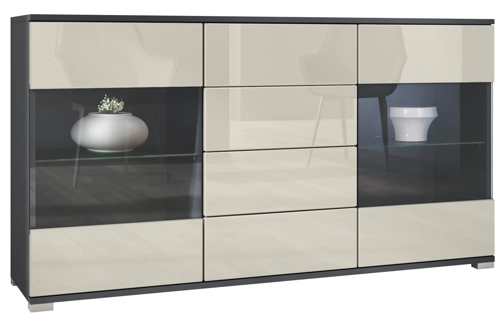 SIDEBOARD Bari Creme Hochglanz - Creme, Holzwerkstoff (138.5/75.5/35cm) - Vladon