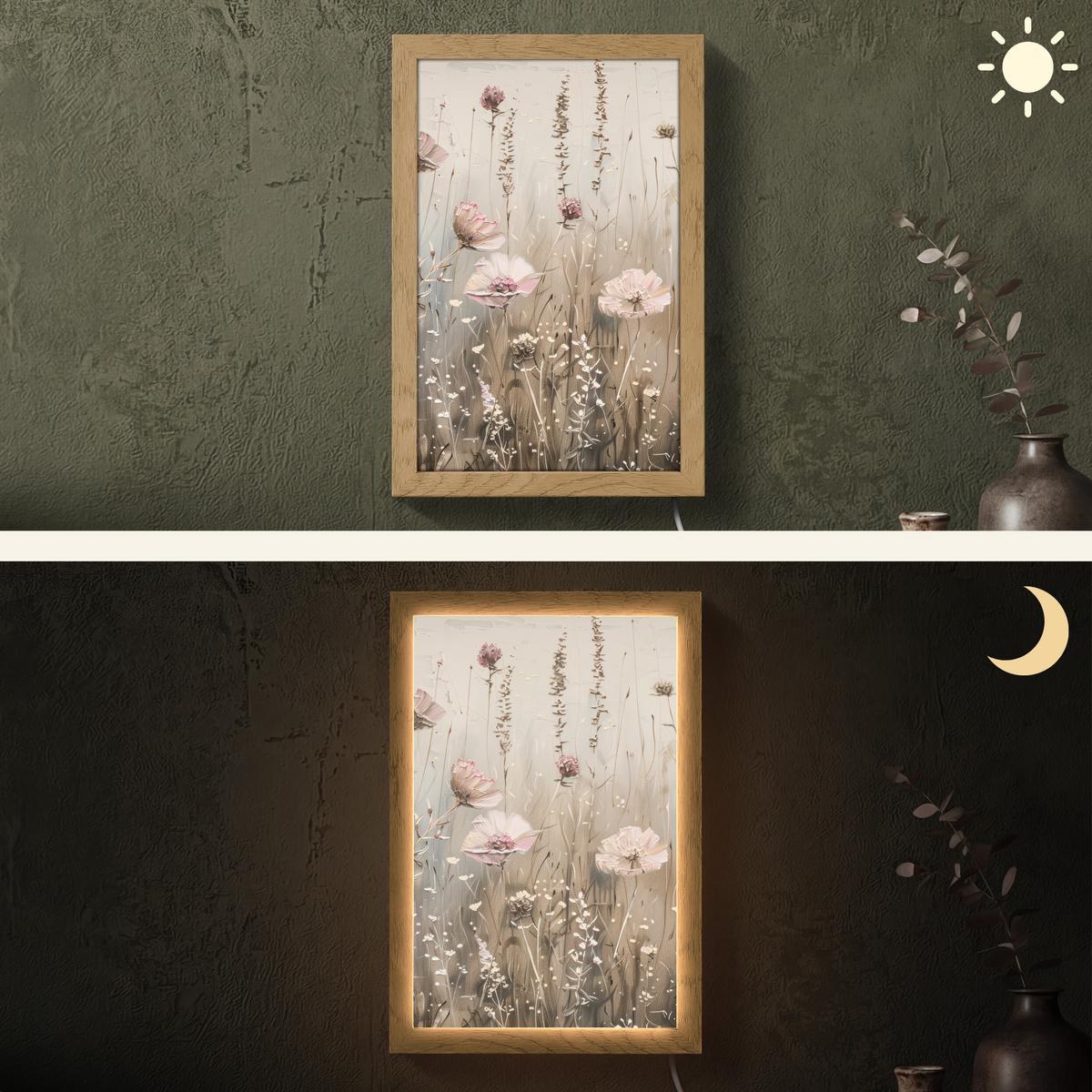 WANDLEUCHTE Blumen - Rosa - Modern - Beige 20x30 cm - Altrosa, Holzwerkstoff (20/30/8cm) - OnlyWow