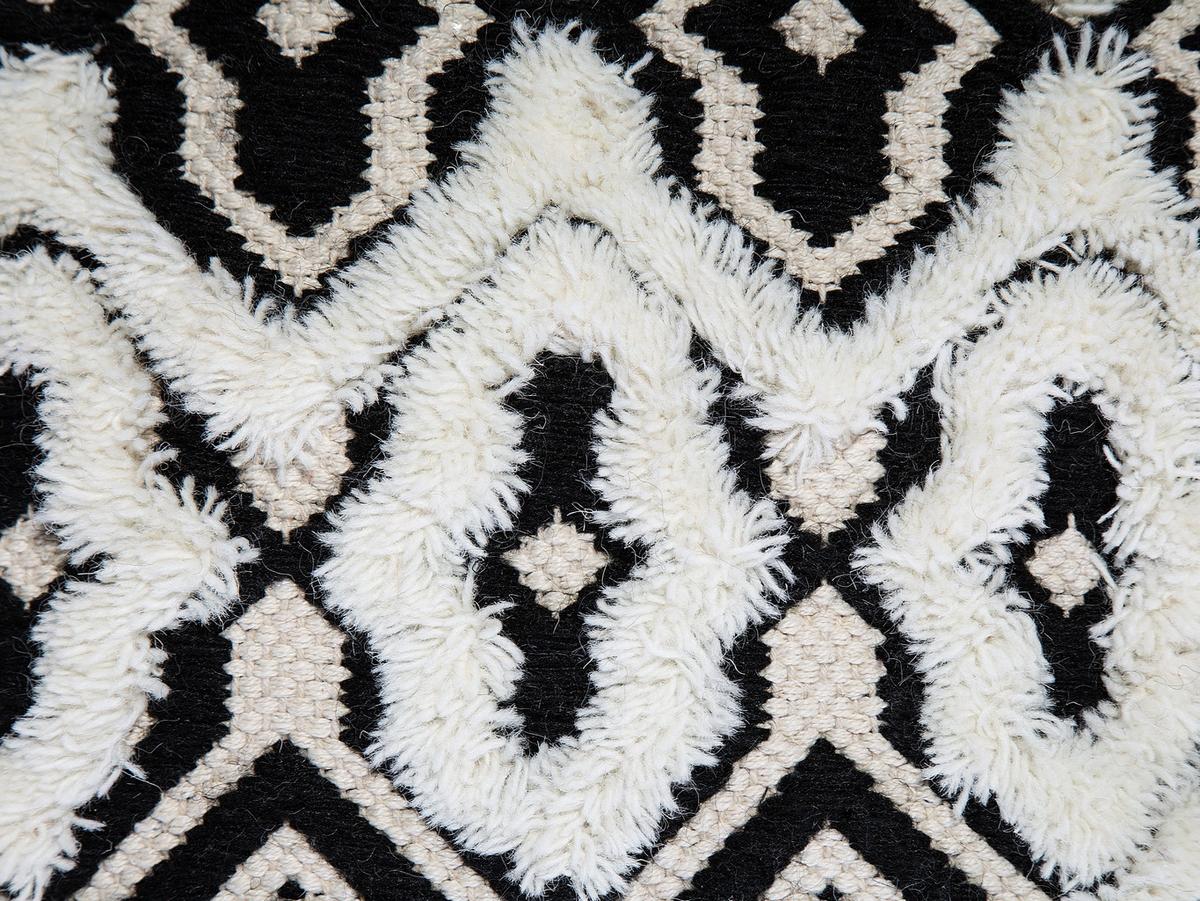 POUF Orai 45/45/45 cm - Schwarz, Naturmaterialien/Textil (45/45/45cm) - Beliani