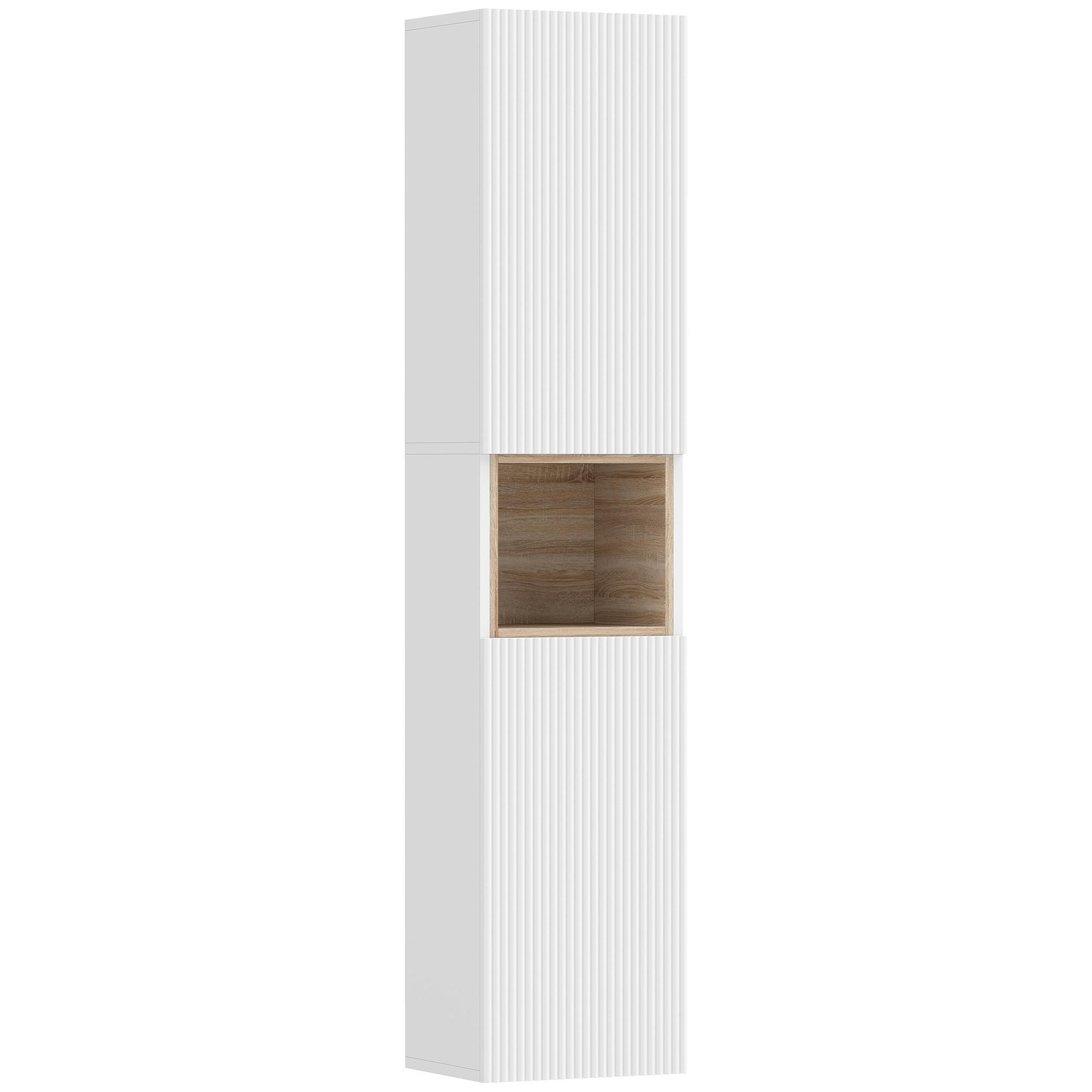 BADEZIMMERSCHRANK aus MDF 30/24/140 cm Weiß - Weiß, Holzwerkstoff (24/140/30cm) - HOMCOM