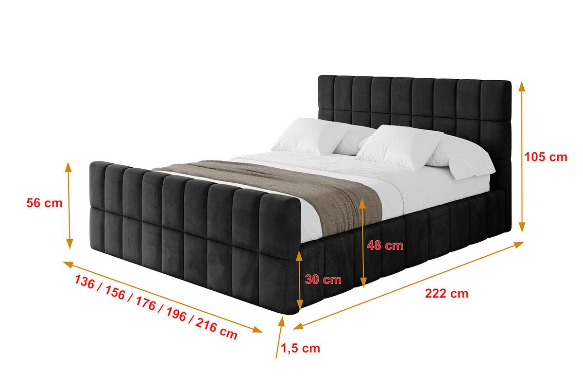 POLSTERBETT mit Bettkasten, Fußteil und Lattenrost, Boxbett mit Matratze H3/H4 - AMEA-Z 180x200 Schwarz - Schwarz, Holzwerkstoff/Textil (180/200cm) - ALTDECOR