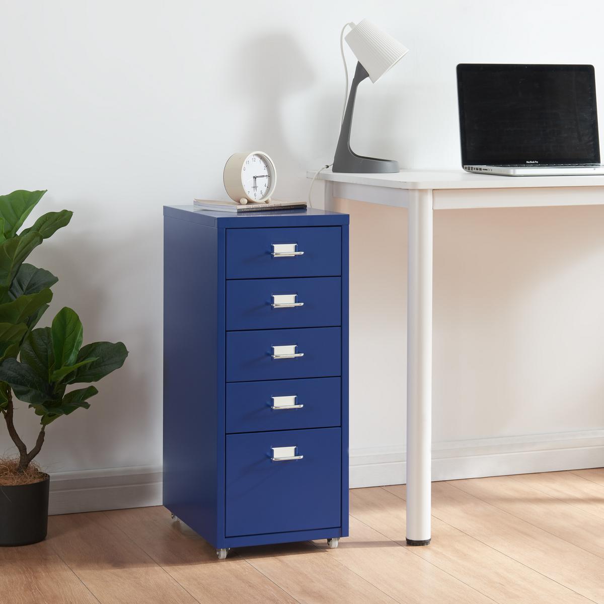 ROLLCONTAINER Kökar - Blau, Metall (28/69/41cm) - [en.casa]