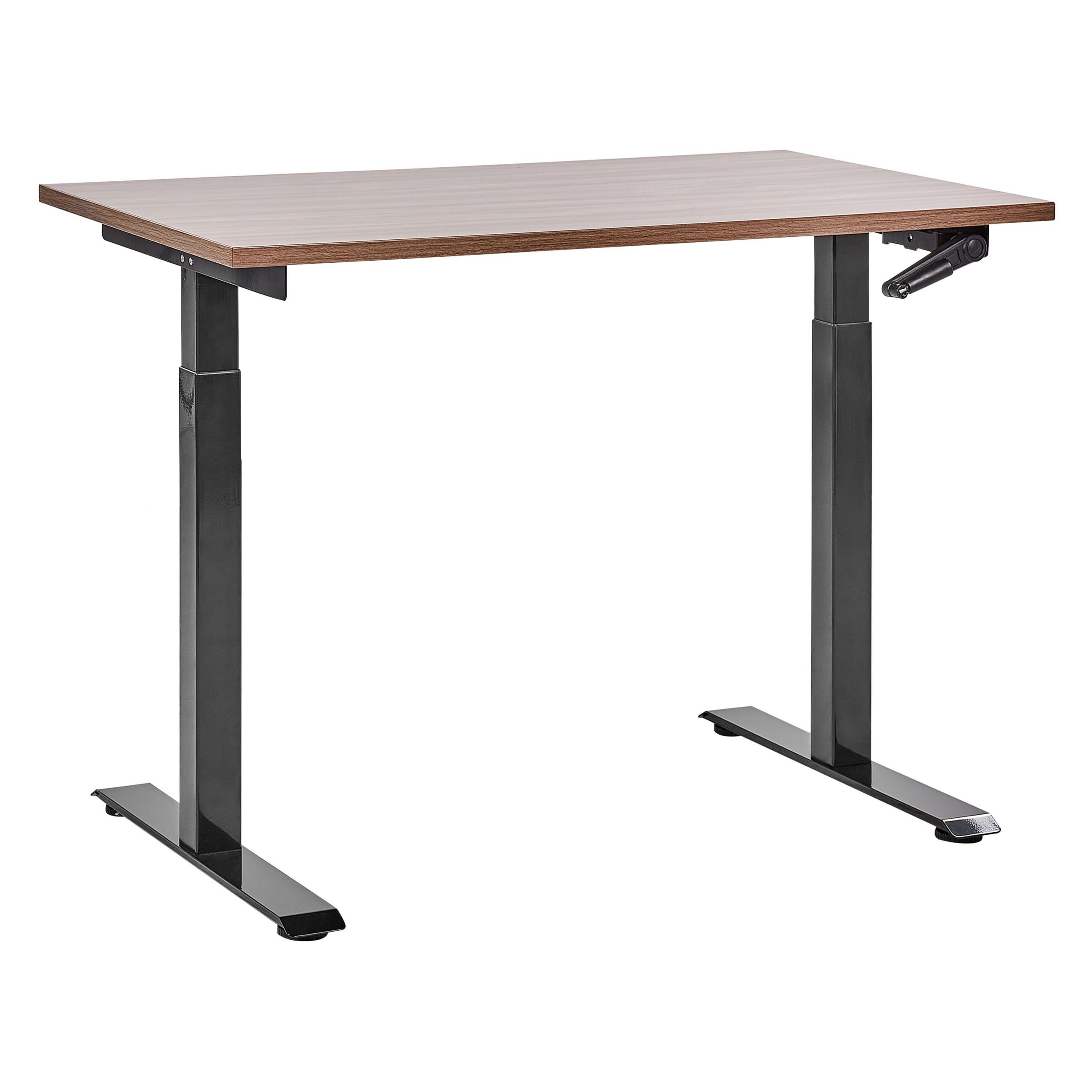 SCHREIBTISCH braunschwarz 120/72 cm manuell höhenverstellbar Destin III - Dunkelbraun/Schwarz, Holz (120/60/74cm) - Beliani