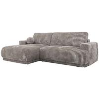 ECKSCHLAFSOFA RINA L Hellgrau Cord - links - Hellgrau/Schwarz, Kunststoff/Textil (267/170cm) - MKS