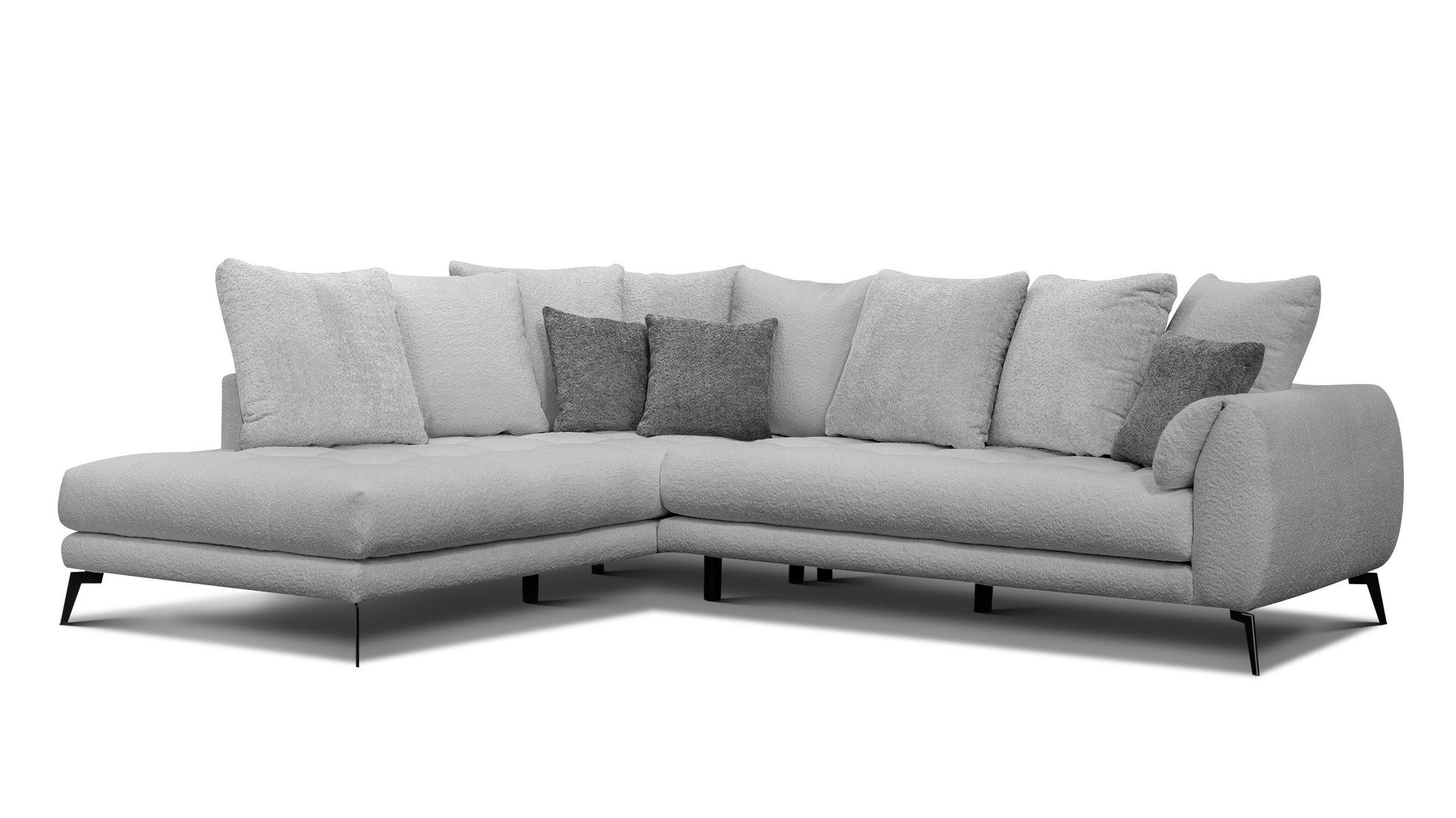 ECKSOFA CALME 5-Sitzer, hellgrau - Hellgrau/Schwarz, Holz/Textil (294/229cm) - Wozimo