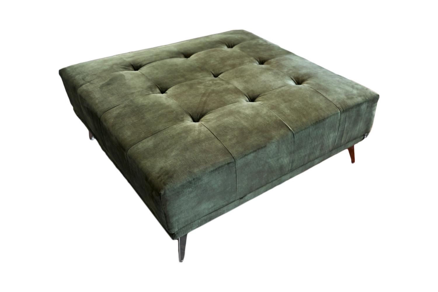 HOCKER WIOLO Grün Velvet - Silberfarben/Grün, Textil/Metall (110/42/110cm) - KAWOLA