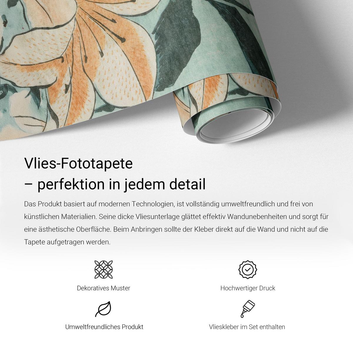 FOTOTAPETE 104x70 cm - Fruchtzweige - Grün, Textil (104/70cm) - Wallfluent