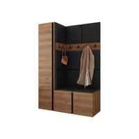 GARDEROBEN-SET Orion IX - Nussbaumfarben/Schwarz, Holzwerkstoff/Kunststoff (124/186/46cm) - MIRJAN24