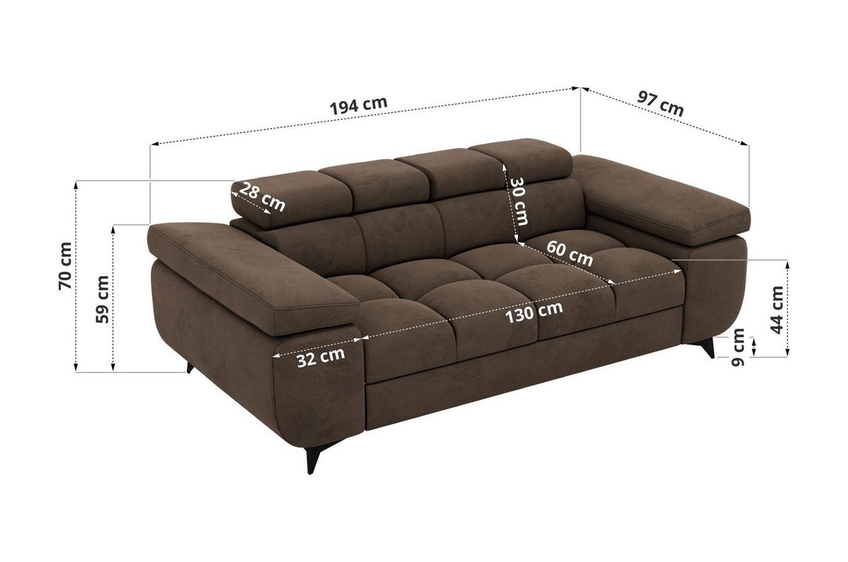 2-SITZER SOFA NIDELLO - Braun Velvet - Schwarz/Braun, Textil/Metall (194/70/97cm) - MKS