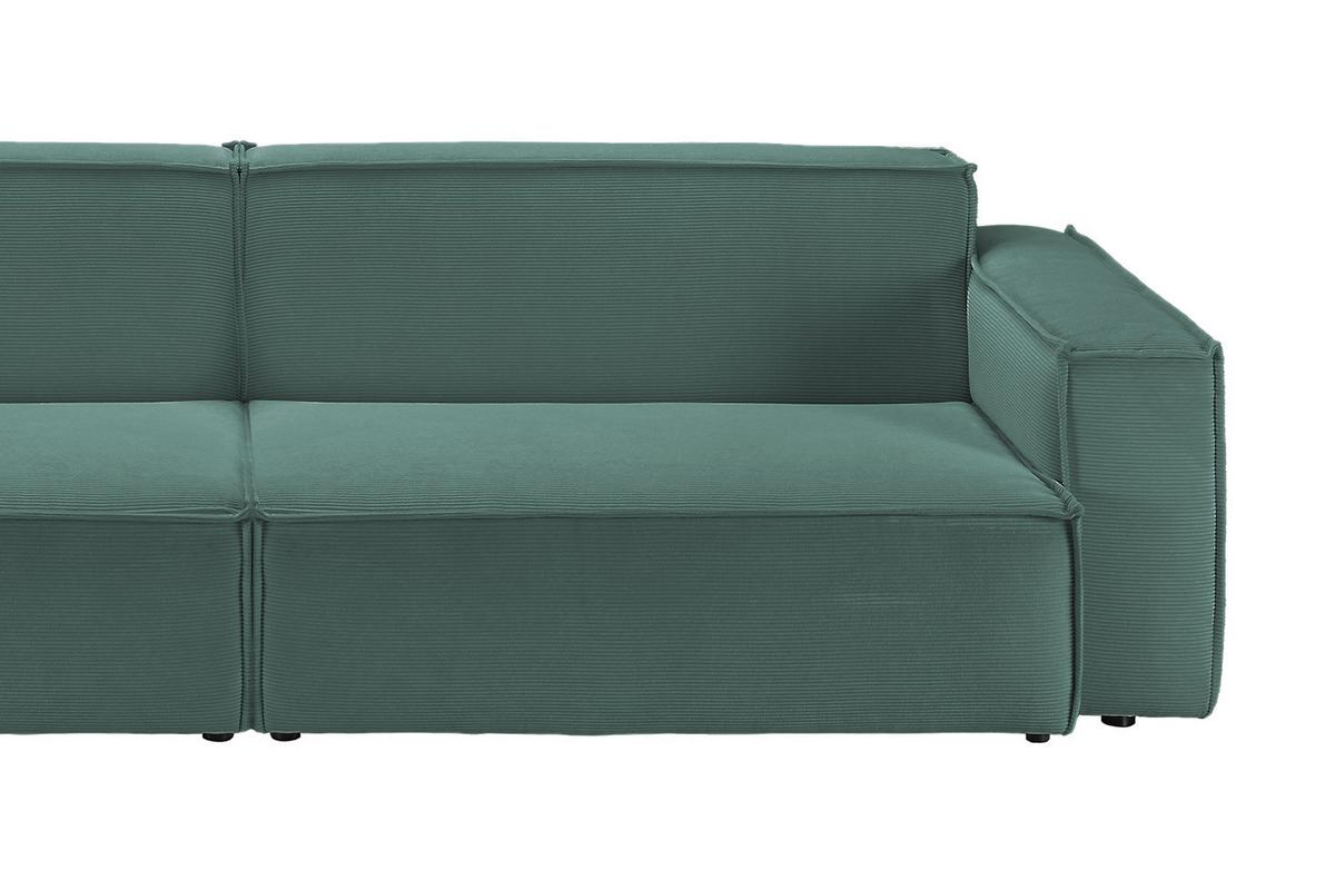 SOFA SAMU Dunkelgrün Cord - Dunkelgrün/Schwarz, Textil (266/72/106cm) - KAWOLA