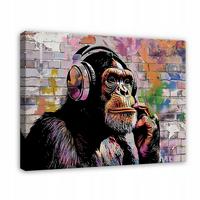 LEINWANDBILD Abstrakt Banksy Affe 120x80 - Multicolor, Holzwerkstoff (120/80cm) - Wallarena