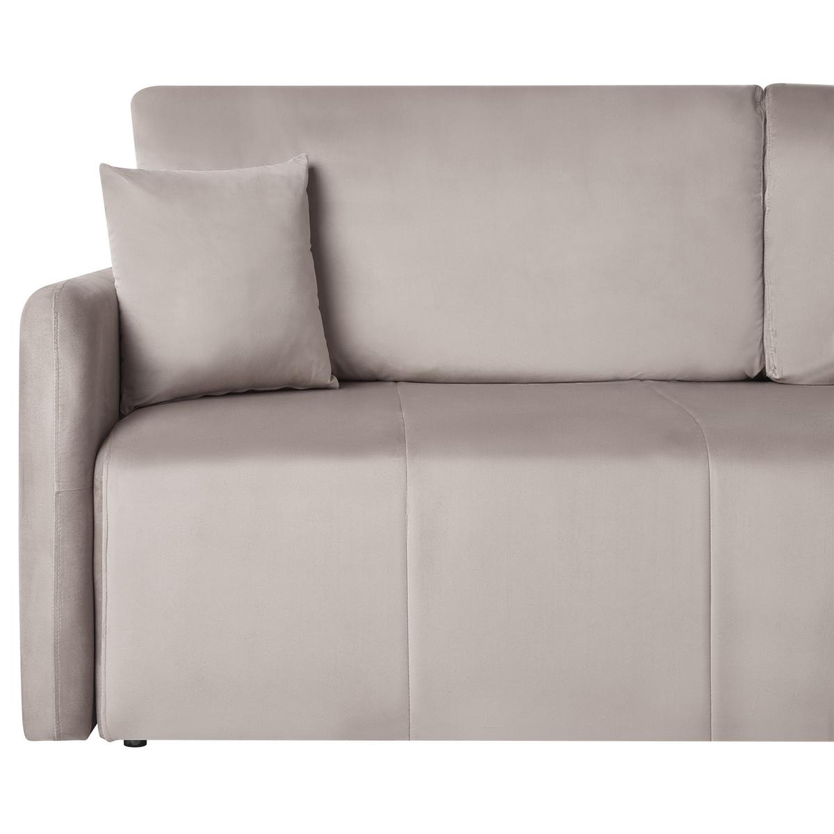 SCHLAFSOFA 3-Sitzer Samtstoff Taupe Egge - Taupe, Textil (220/88/93cm) - Beliani