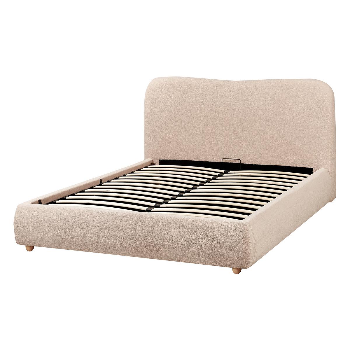 BETT mit Stauraum 140/200 cm Hellbraun Blagnac - Hellbraun/Beige, Textil (140/200cm) - Beliani