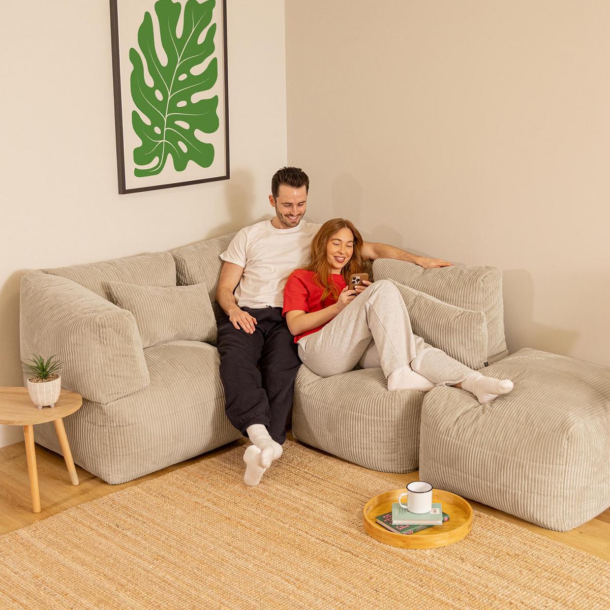 SITZSACK-SOFA 4-tlg. modular cord Noa - Beige, Textil (306/70/78cm) - icon