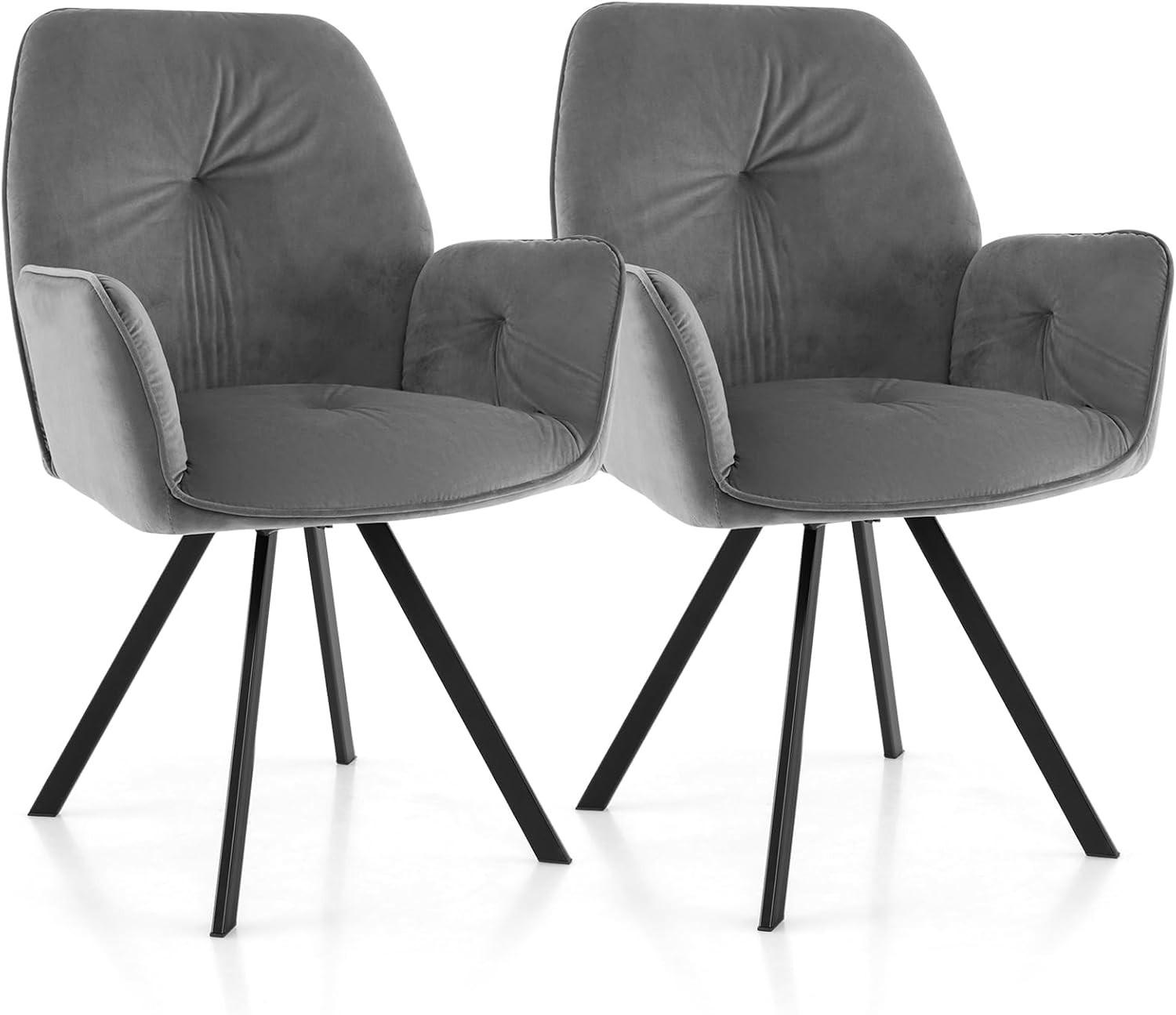 DREHSTUHL 87cm Grau(2er-Set) - Grau, Textil (63/87/59cm) - COSTWAY