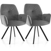 DREHSTUHL 87cm Grau(2er-Set) - Grau, Textil (63/87/59cm) - COSTWAY