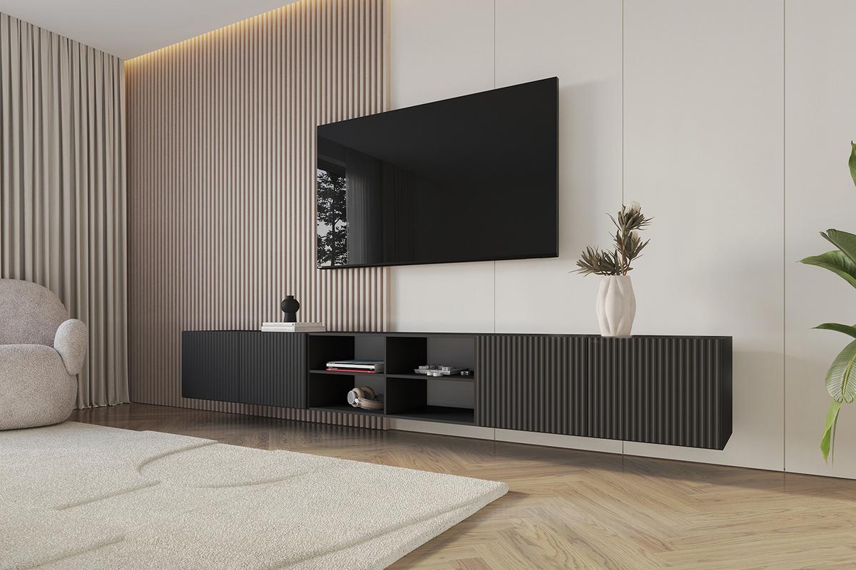LOWBOARD NOA-2-W 3x100x40x40 cm - Schwarz - Schwarz, Holzwerkstoff (300/40/40cm) - ALTDECOR