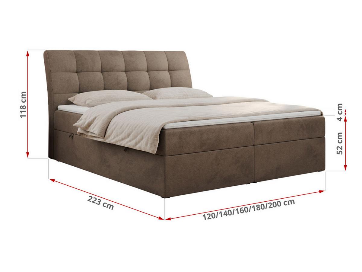 BOXBETT DIEGOS 180/200 Braun Velvet - H4 - Braun, Holz/Textil (180/200cm) - MKS