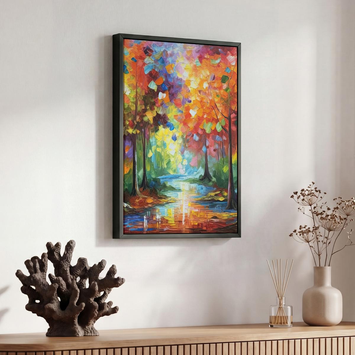 LEINWAND Bilder mit Rahmen - Landschaft - Wald - Farben - Natur - 30x40 - Multicolor, Textil (30/40cm) - MuchoWow