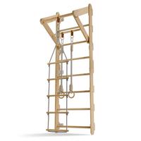 SPROSSENWAND für Kinder mit Turnringen - Naturfarben, Holz (62/57cm) - Juskys