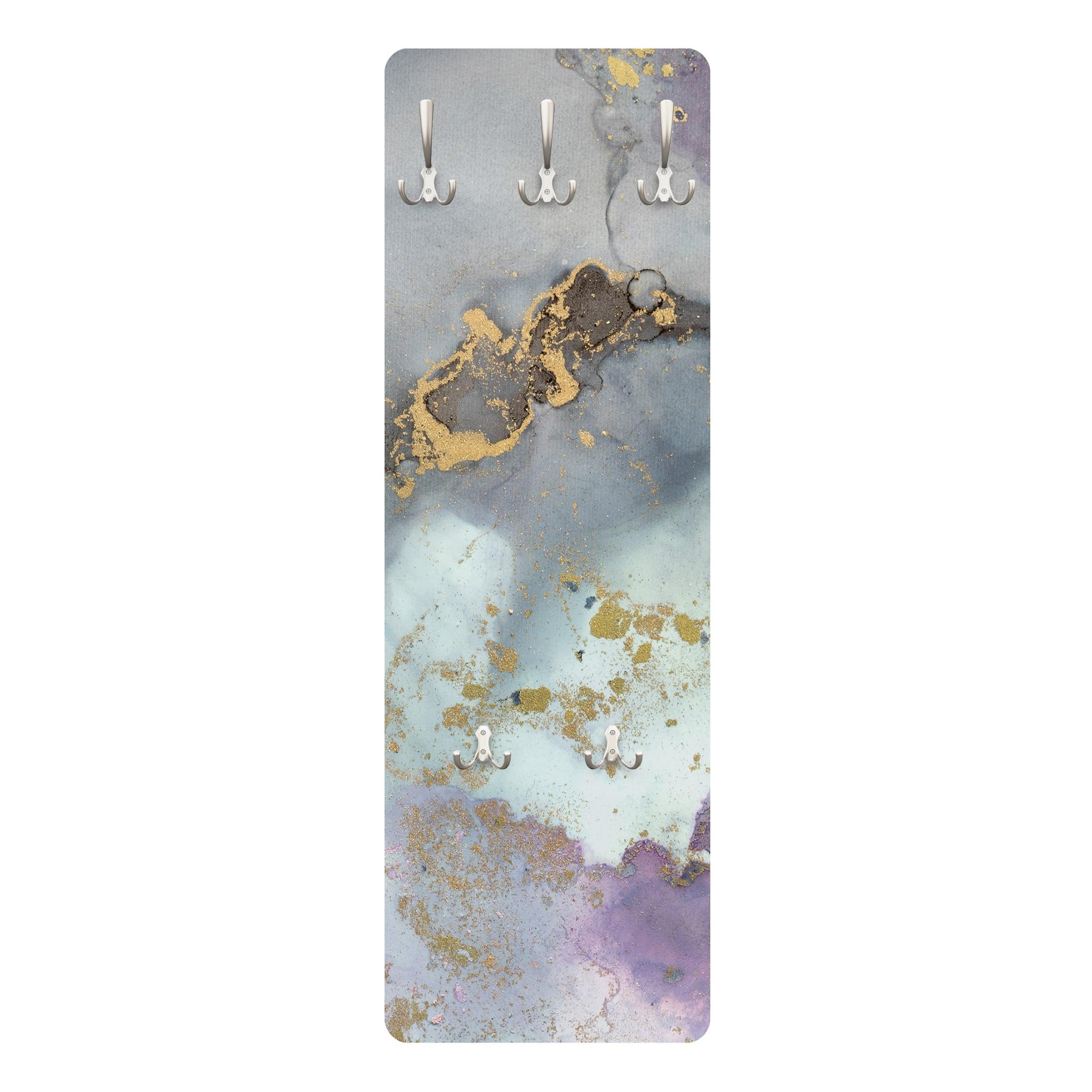 WANDGARDEROBE - Farbexperimente Marmor Regenbogen und Gold 34/105 cm - Multicolor, Holzwerkstoff (34/105/1.6cm) - Bilderwelten