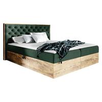BOXBETT Wood 3 - H3 - Eiche Wotan/Grün, Holz/Textil (160/200cm) - MIRJAN24