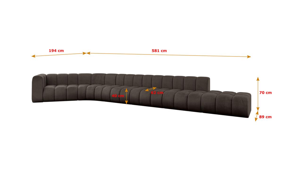 ECKSOFA modulares Sofa Tilmo-L3 - 581x194x70 cm Braun - Braun, Holzwerkstoff/Textil (581/194cm) - ALTDECOR