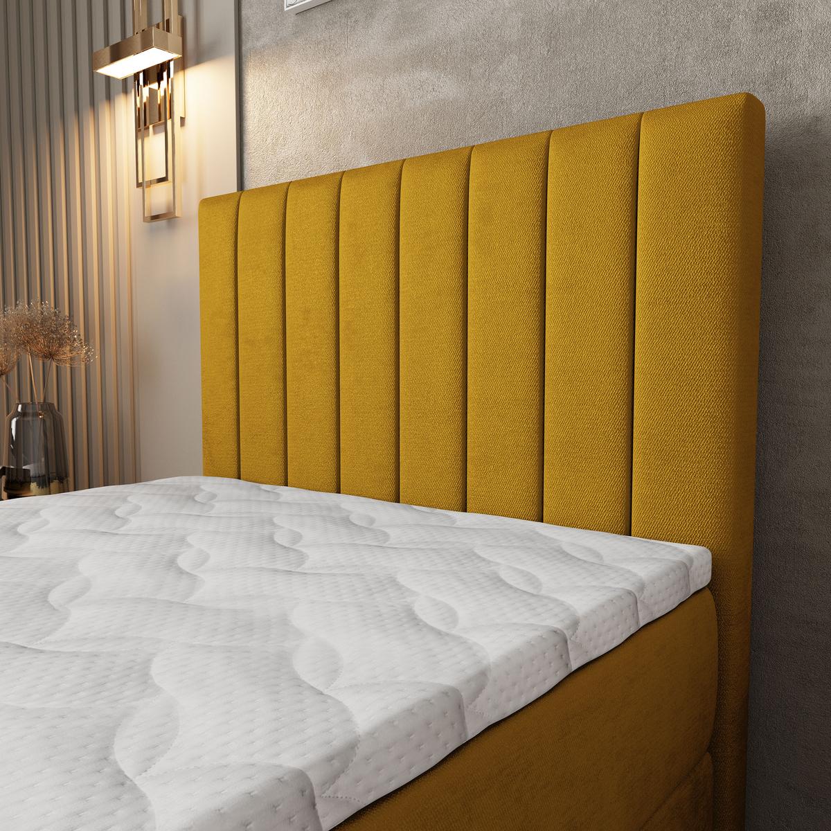 BOXBETT ARION 100 100x200 cm mit Matratze und Topper, H2+H3 - Gelb - Gelb, Holz (100/200cm) - MASSENO