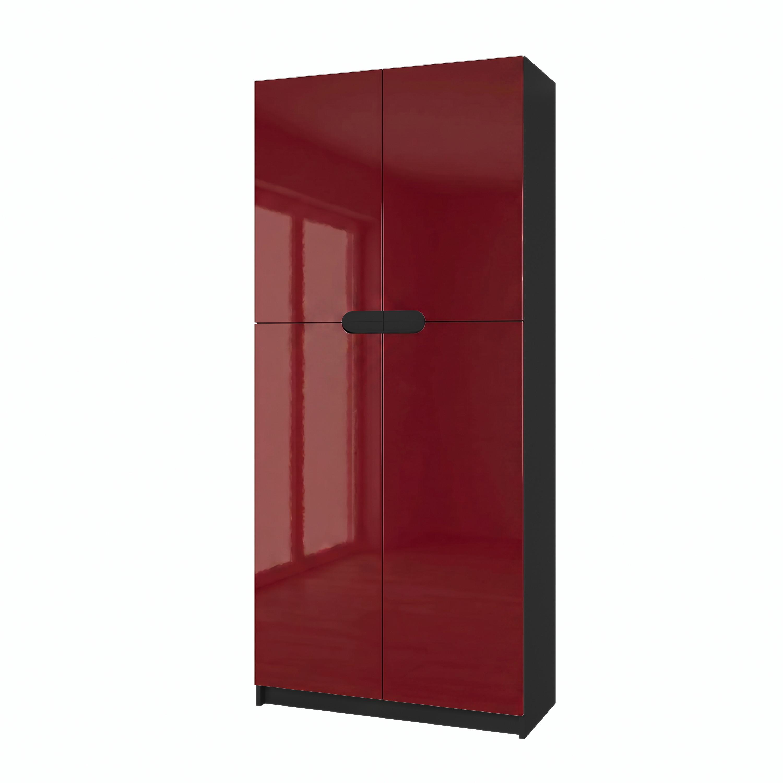 BÜROSCHRANK Logan Fronten in Bordeaux Hochglanz - Bordeaux, Holzwerkstoff (82/184/37cm) - Vladon