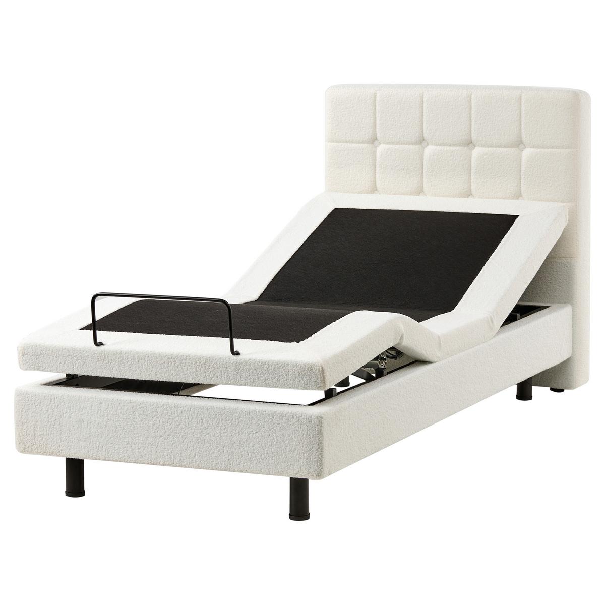 BETT verstellbar 90/200 cm Bouclé Cremeweiß Duke - Creme, Textil (90/200cm) - Beliani