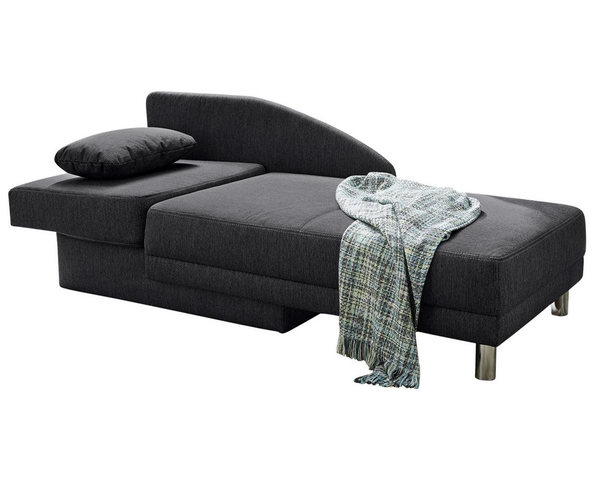 RÉCAMIERE-SCHLAFSOFA mit Bettkasten, Federkern, seitenverkehrt montierbar B149/T90/H80 cm, Liegefläche 200x84 cm, Webstoff Anthrazit / 15121 - Chromfarben/Anthrazit, Textil/Metall (149/80/90cm) - luma-home