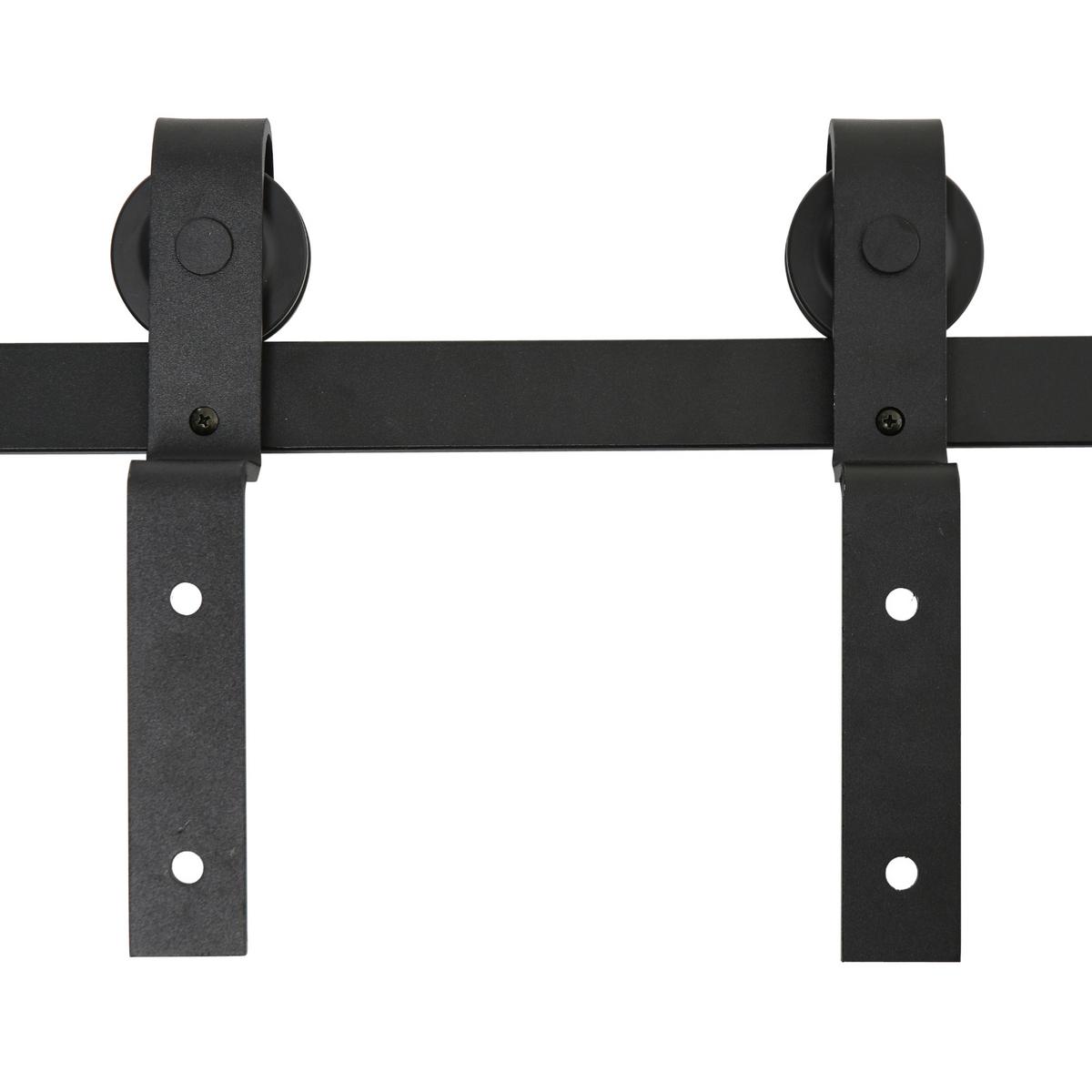 SCHIEBETÜRSYSTEM Laufschiene Schiebetürbeschlag Holzschiebetür 9 Zubehör Schwarz - Schwarz, Metall (0.6/4/200cm) - HOMCOM
