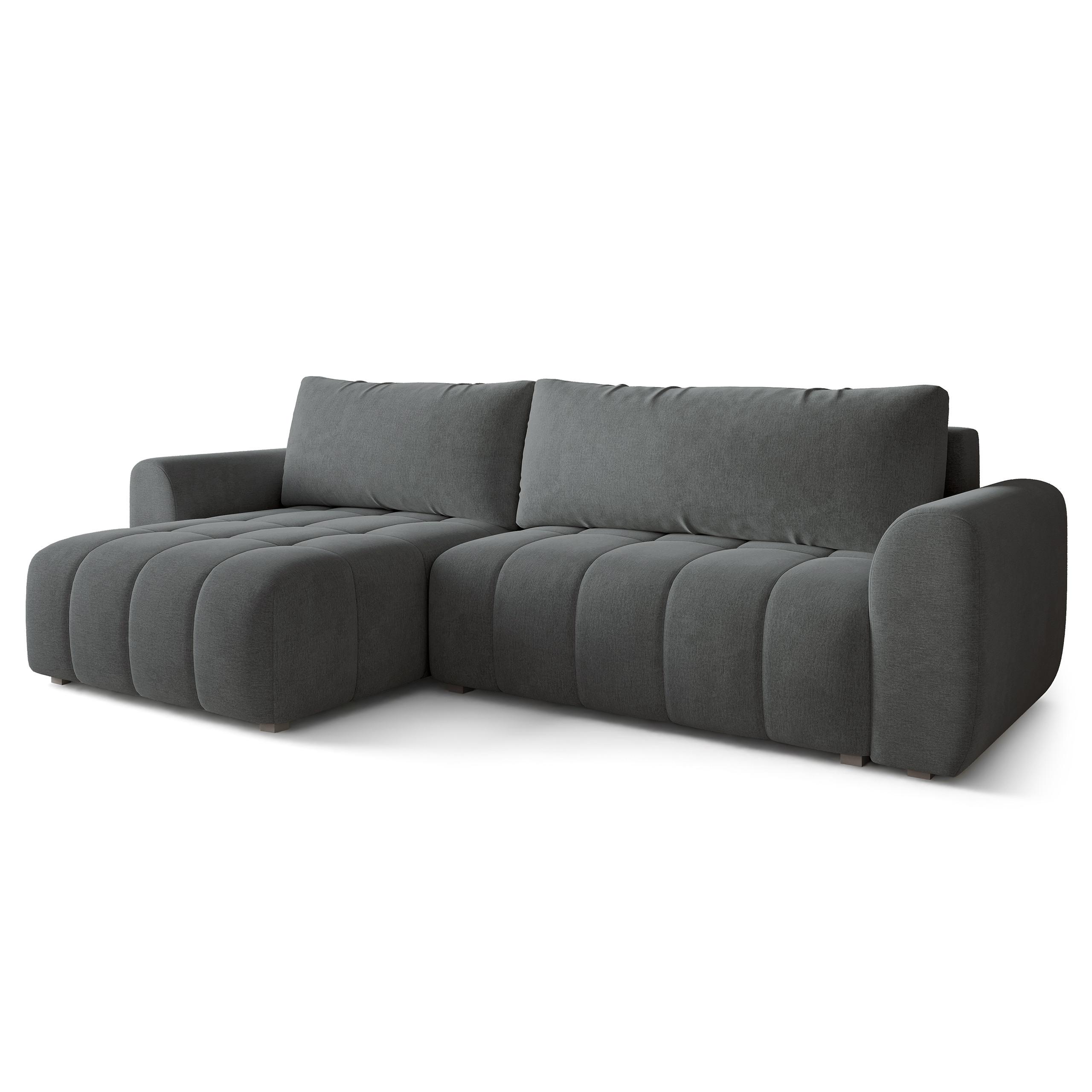 ECKSOFA MODARO CL Grau Samtstoff mit Schlaffunktion - Grau, Holzwerkstoff/Textil (285/148cm) - MASSENO
