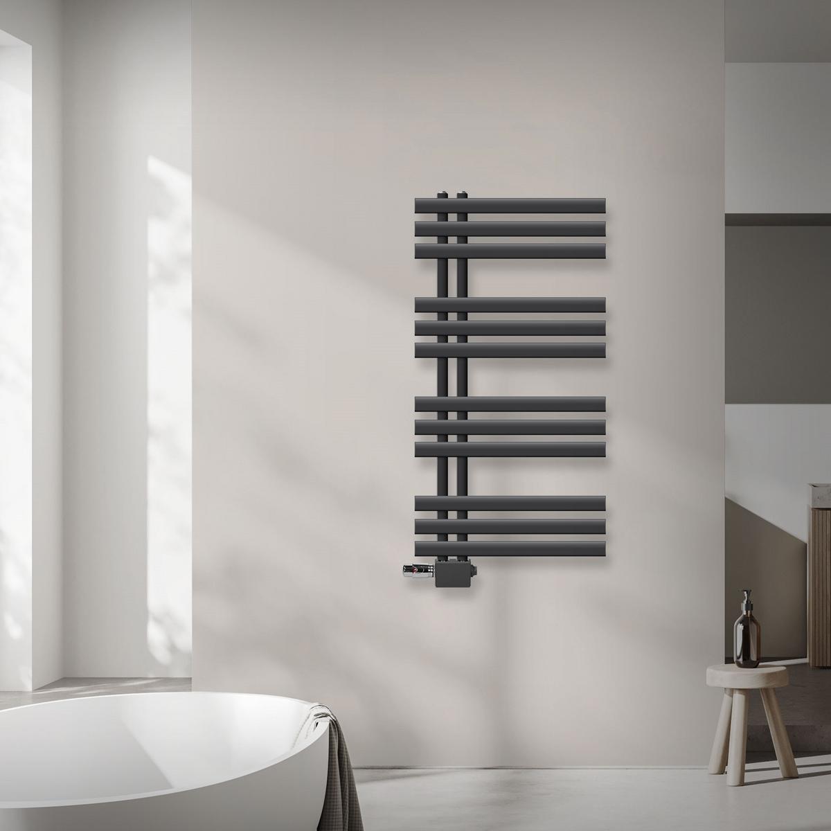 BADHEIZKÖRPER Iron EM 500x1000 mm Anthrazit mit Ventil Universal - Anthrazit, Metall (50/100/3cm) - LuxeBath