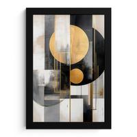 POSTER MIT RAHMEN Abstrakt - Gold - Silber - Formen - Ästhetisch - Modern Poster 20x30 cm - Goldfarben, Papier (20/30cm) - MuchoWow