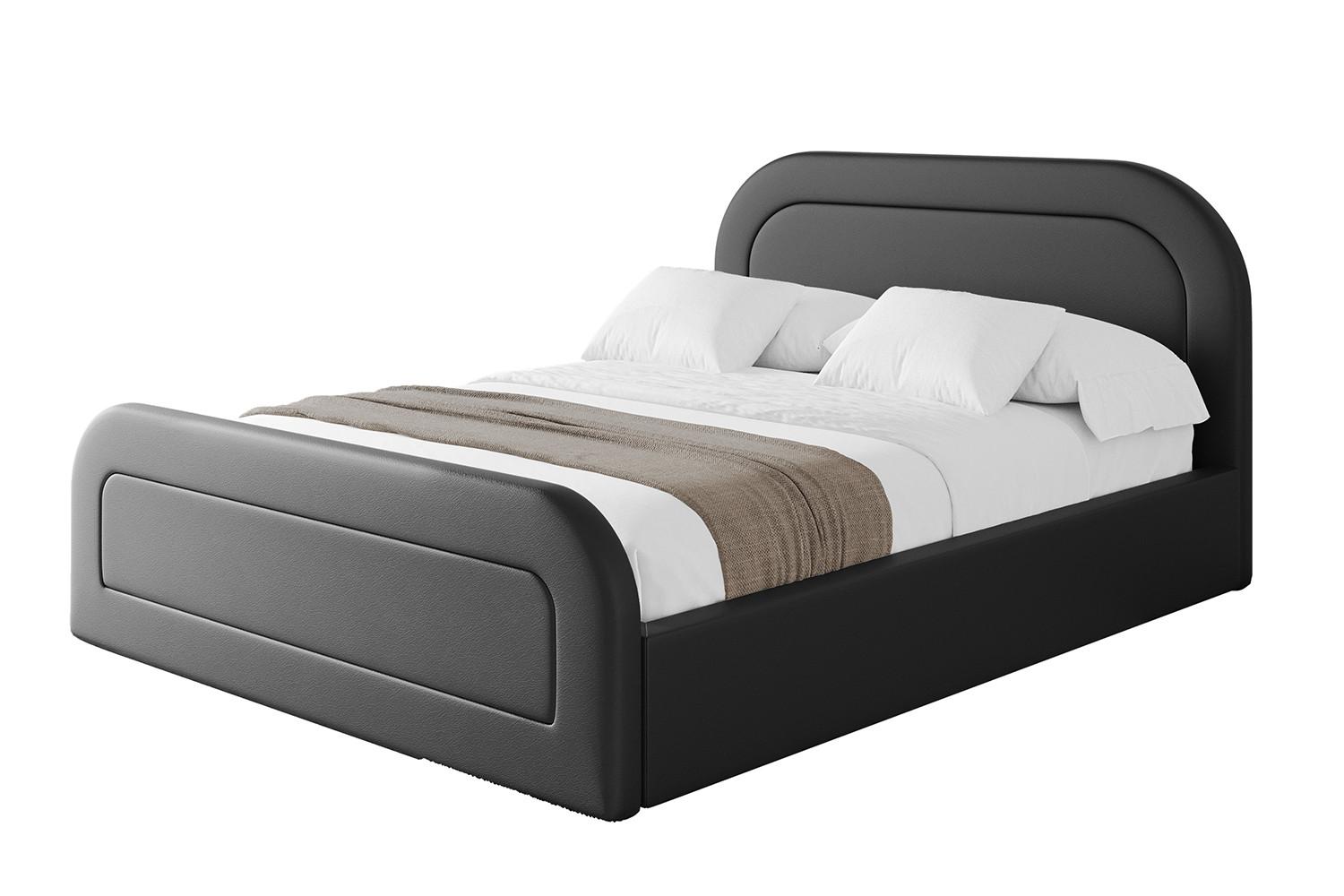 POLSTERBETT mit Bettkasten, Fußteil und Lattenrost, Boxbett ohne Matratze - LERAY-Z 120x200 Schwarz Kunstleder - Schwarz Hochglanz, Holzwerkstoff/Textil (120/200cm) - ALTDECOR