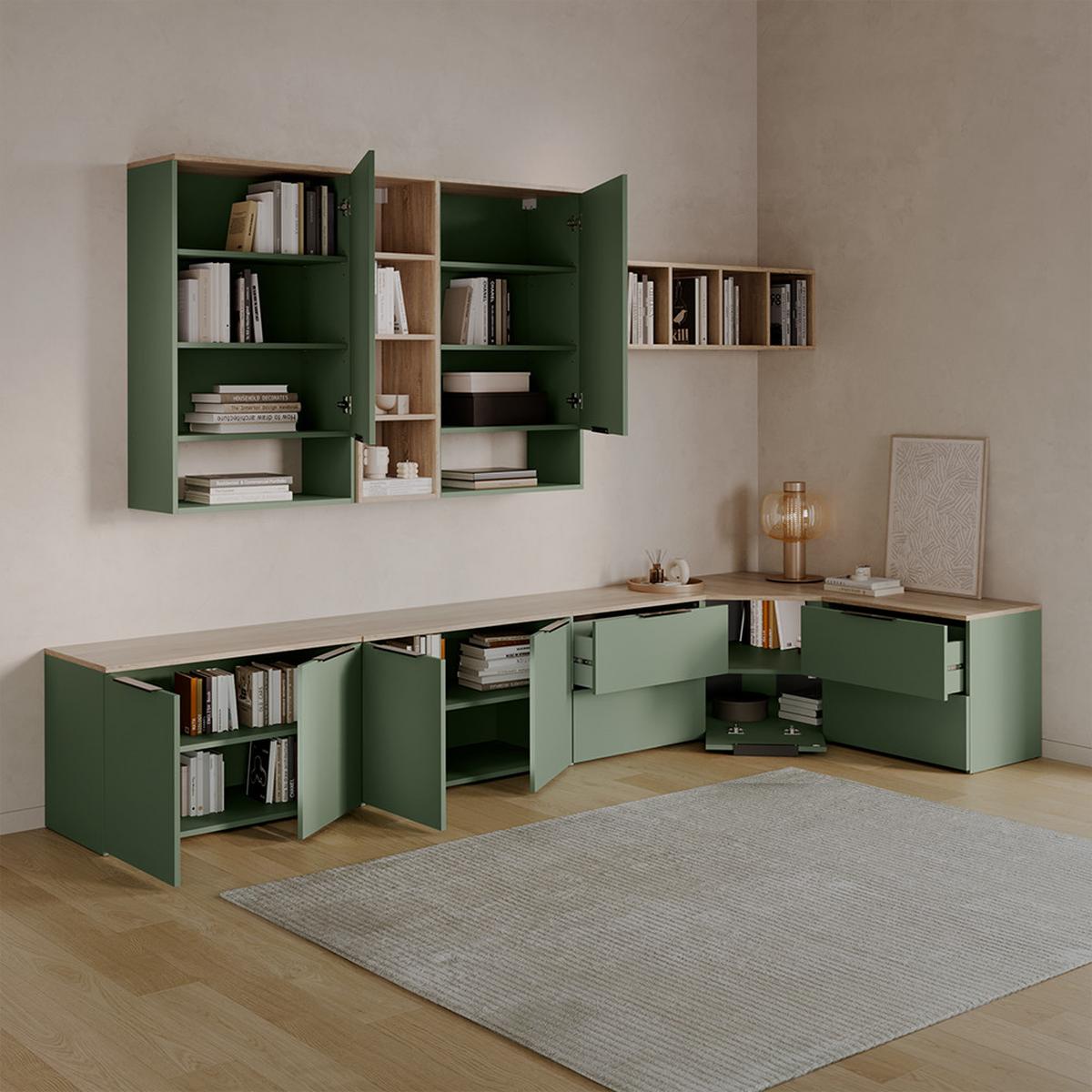 WOHNWAND Piave Grün 3 Teile - Grün, Holzwerkstoff (68/50/68cm) - Livinity®