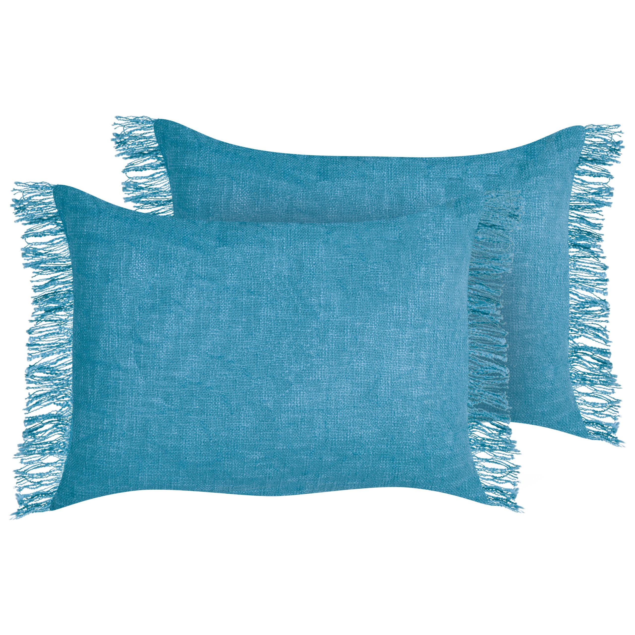 DEKOKISSEN 2er-Set Blau 50/35 cm Maba - Blau, Textil (35/50cm) - Beliani