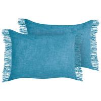 DEKOKISSEN 2er-Set Blau 50/35 cm Maba - Blau, Textil (35/50cm) - Beliani