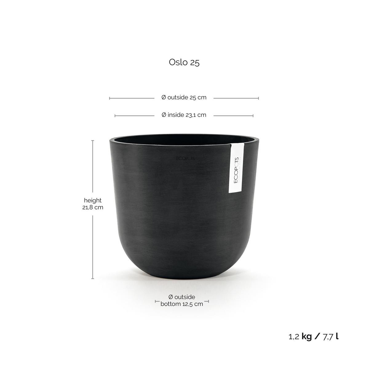 BLUMENTOPF Oslo 25/21,8 cm Dunkelgrau - Dunkelgrau, Kunststoff (25/21.8cm) - Ecopots