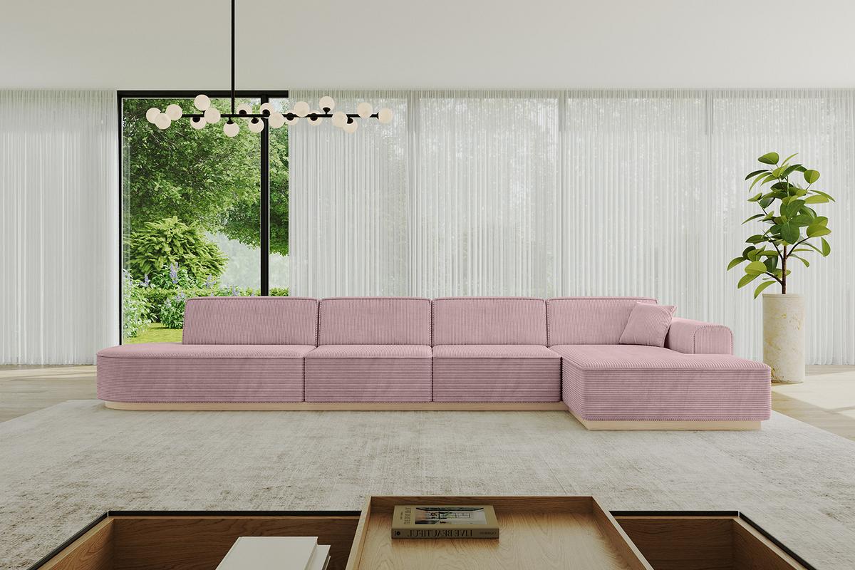 ECKSOFA Ottomane Rechts IREA-L3 - 412x165x80 cm Rosa - Rosa, Holzwerkstoff/Textil (412/165cm) - ALTDECOR